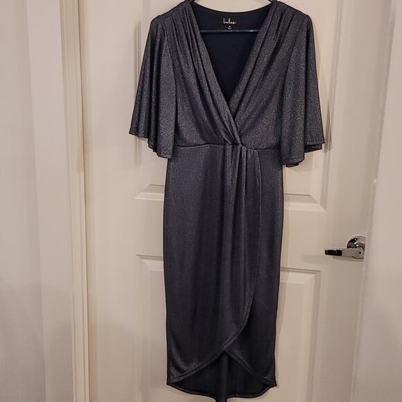 Lulu's Blue You're The Stun Metallic Midi Dress - Picture 2 of 11